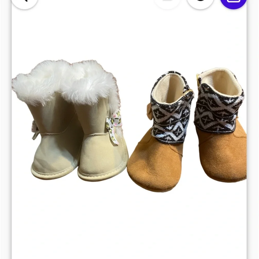 Child of mine and unbranded pair of boots. (2pair) Size 2.  Infant winter boots.
